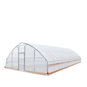 25' x 60' Tunnel Greenhouse Grow Tent w/6 Mil Clear EVA Plastic Film, Cold Frame, Hand Crank Roll-Up Sides, Peak Ceiling Roof, TMG-GH2560