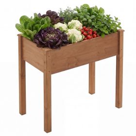 Raised Garden Bed - Cedar Planter with Non-Woven Liner, Bottom Drainage, 30-Inch Height, 34 x 18 x 30 in Sizes for Outdoor Plants, Brown