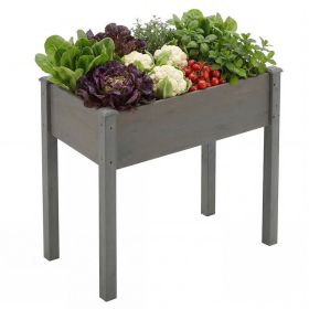 Raised Garden Bed - Cedar Planter with Non-Woven Liner, Bottom Drainage, 30-Inch Height, 34 x 18 x 30 in Sizes for Outdoor Plants, Gray