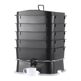 5-Tray Worm Composter, 50 L Worm Compost Bin Outdoor and Indoor, Sustainable Design Worm Farm Kit, for Recycling Food Waste, Worm Castings, Worm