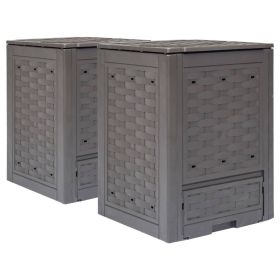 Garden Composter Brown Plastic with rattan look