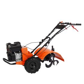 Tiller Cultivator, 212CC 4-Stroke Garden Cultivator, Tiller with 4 Steel Adjustable Rear Tines for Lawn, Garden and Field Soil Cultivation