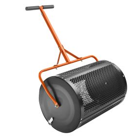 Compost Spreader and Peat Moss Spreader, 24" Roller Lawn Spreader with Height Adjustable T Shaped Handle
