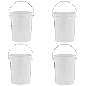 5 Gallon Round Utility Bucket, Comfort Handle, Plastic, White, PN0149, 1 Each (Pack Size: 4 Pack)