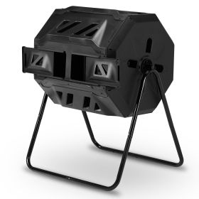 Outdoor Compost Tumbler Dual Chamber, Outdoor Tumbling Composter Dual Rotating Batch Compost Bin, 42 Gallon, Black (title: default title)