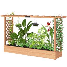 Wooden Planter Box with Trellis, Hanging Roof and Drainage Holes for Climbing Plants, Vegetables, Herbs and Flowers (title: default title)