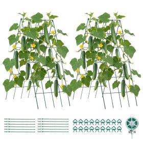 Cucumber Trellis 4 Pack, A-Frame Garden Trellises for Raised Bed, Metal Rustproof Coating Plant Support for Vine, Climbing Plants, Peas, Beans (Default: Default)