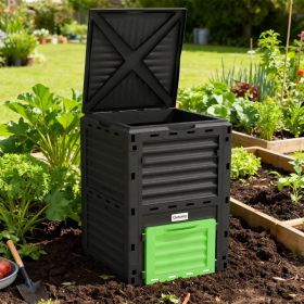 Garden Compost Bin 80 Gallon Outdoor Large Capacity Composter Fast Create Fertile Soil Aerating Box, Green (Main Color: Green, Main Material: Polypropylene)