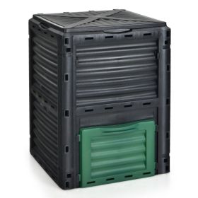 80-Gallon Outdoor Composter with Large Openable Lid and Bottom Exit Door (Color: Black, Green)