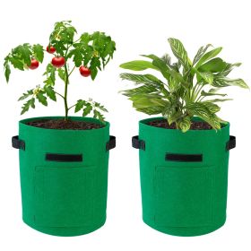 2 Pack Plant Growing Bags Potato Vegetable Planter Bags Breathable Planting Fabric Pots w/ Harvest Window 10Gallons (Color: Green, size: 10 Gallon)