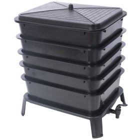 5-Layer Worm Compost Bin, 50L Worm Composter, Easy Setup Inclusive Worm Farm Kit for Recycling Food Waste (Color: as Pic)